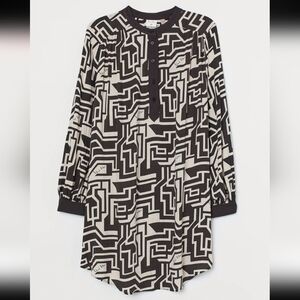 Richard Allen X H&M Women's Dress Tunic Black White Long Sleeve Sz 18